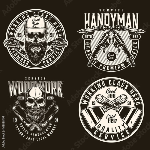 Blue collar worker vintage monochrome designs