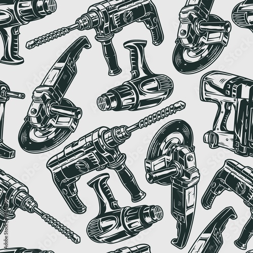 Electric work tools vintage seamless pattern
