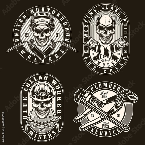 Blue collar worker vintage prints