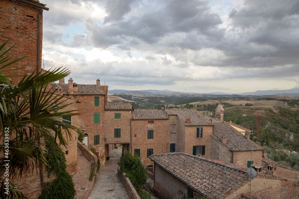 Fototapeta premium Chiusure, Asciano (SI), Italy - August 15, 2021: Chiusure village, Asciano, Tuscany, Italy