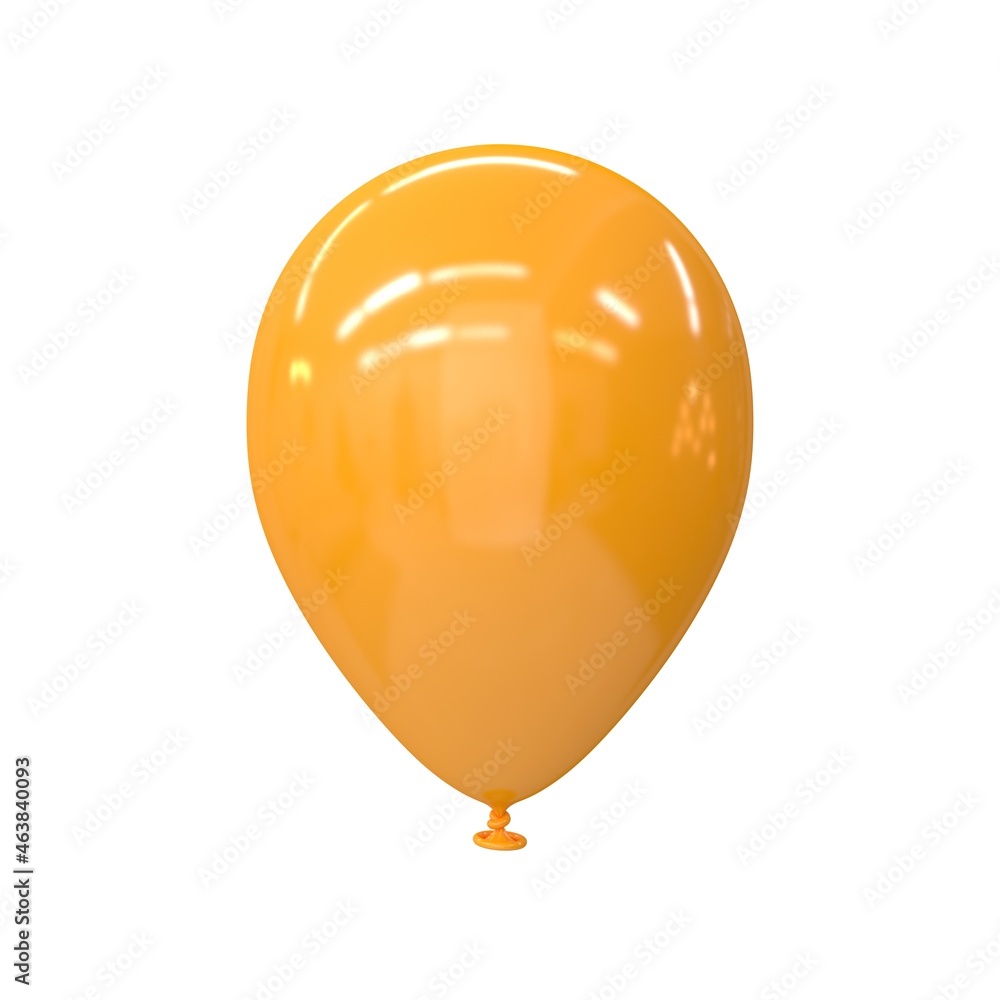 Balloon yellow glossy on a white background, 3d render