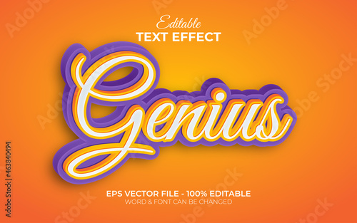 Genius text effect style. Editable text effect.