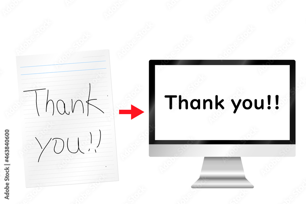 Naklejka premium OCR（Optical Character Recognition）の図解。OCRは紙の文字を文字データに変換する技術です。