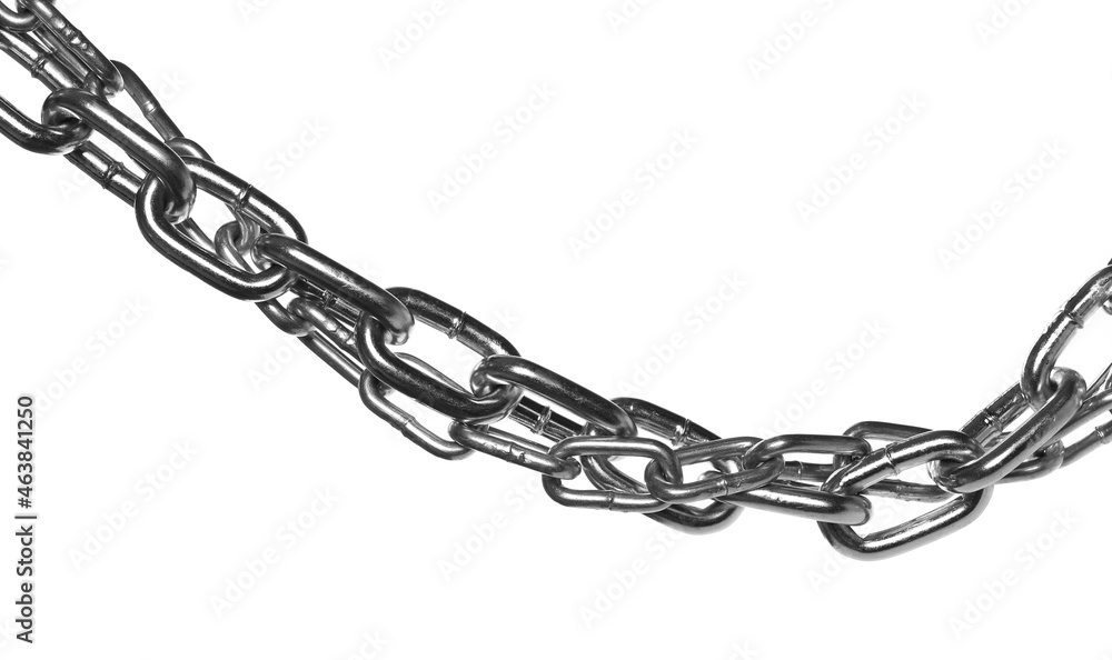 Fototapeta premium Close up metal chain isolated on white background, clipping path