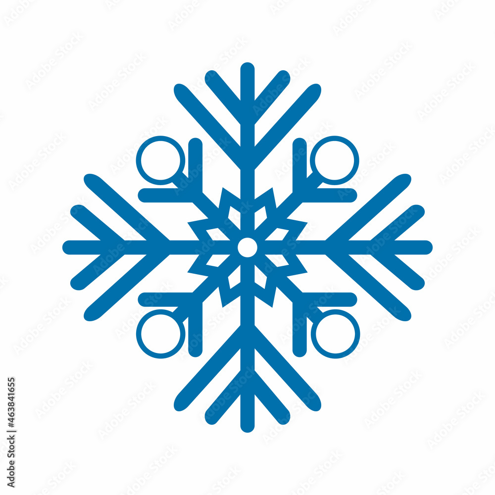 Blue snowflake on white background. Winter snowflake shape. Vector illustration Blue snowflake on white background. Winter snowflake shape. Vector illustration