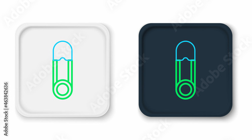 Line Classic closed steel safety pin icon isolated on white background. Colorful outline concept. Vector