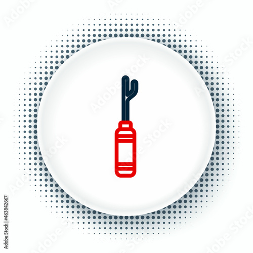 Line Awl tool with wooden handle icon isolated on white background. Work equipment tailor industry. Colorful outline concept. Vector