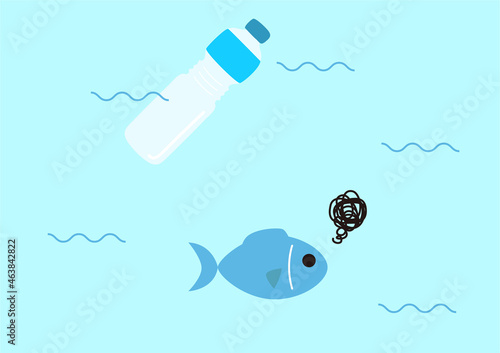 プラスチックごみによる海洋汚染　イメージイラスト