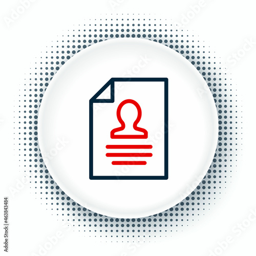 Line Resume icon isolated on white background. CV application. Searching professional staff. Analyzing personnel resume. Colorful outline concept. Vector
