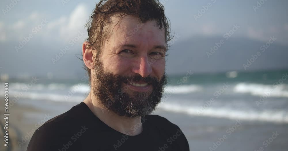 Portrait senior handsome man of sportsman at the age.Senior citizen with a surf.