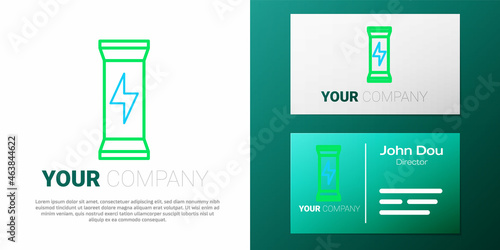 Line Sports nutrition bodybuilding proteine power drink and food icon isolated on white background. Colorful outline concept. Vector