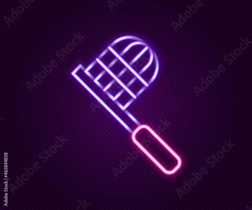 Glowing neon line Butterfly net icon isolated on black background. Colorful outline concept. Vector