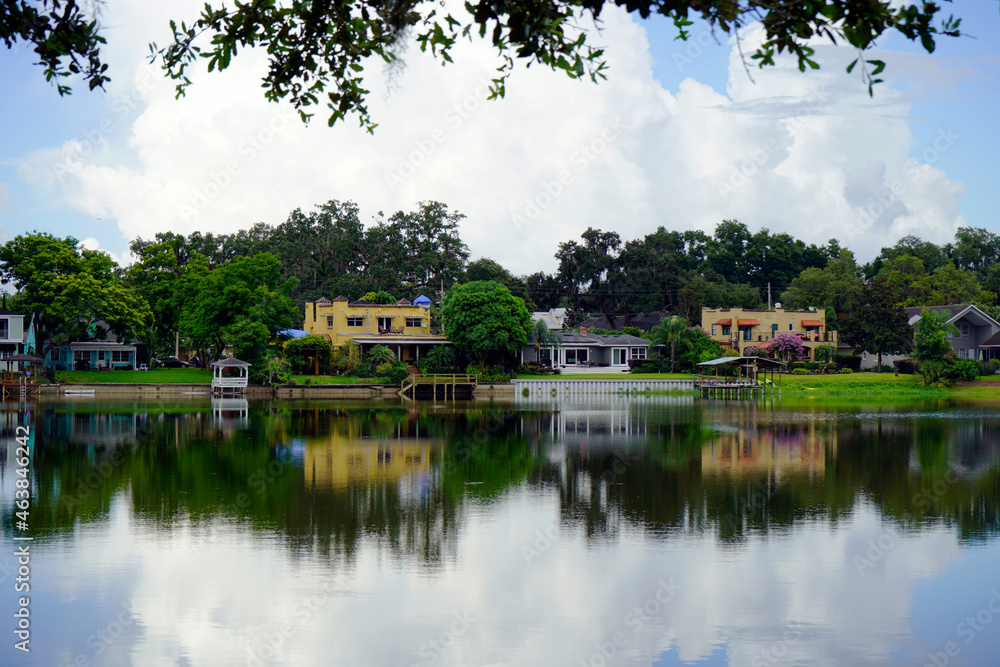 Colorful houses on the river