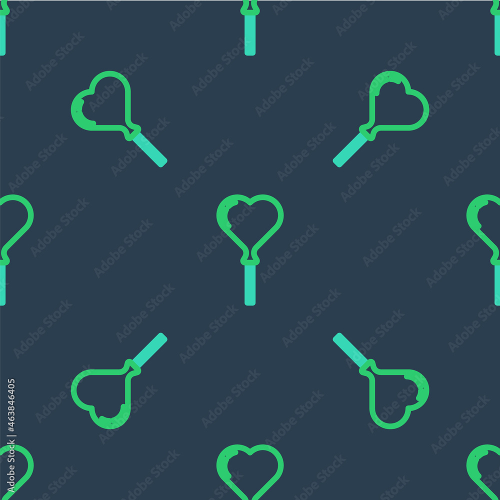 Line Balloons in form of heart with ribbon icon isolated seamless pattern on blue background. Vector Line Balloons in form of heart with ribbon icon isolated seamless pattern on blue background. Vector