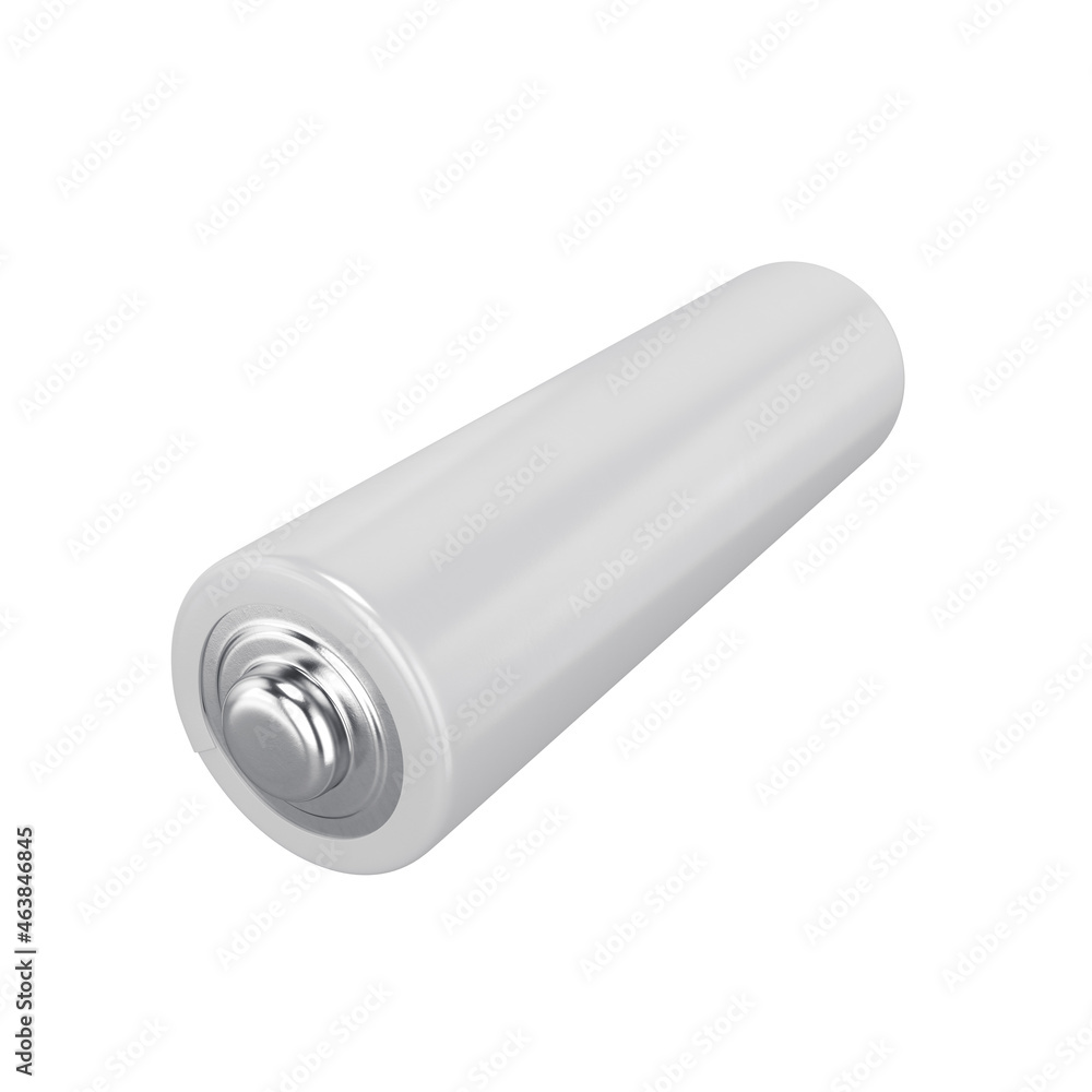 One empty battery on a white background, 3d render One empty battery on a white background, 3d render