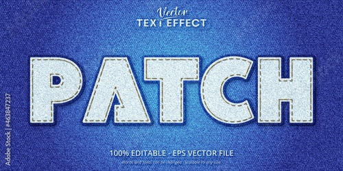 Patch text, realistic denim style editable text effect photo