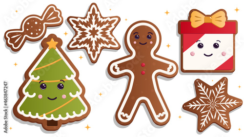 Christmas cookies, a set of gingerbread cookies, gingerbread man