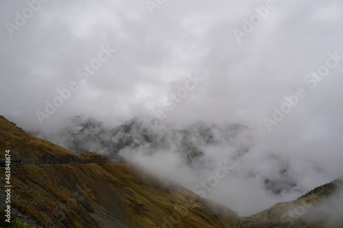 Amazing scenery in the Fagaras mountain on a famous road called Transfagarasan in Romania - late October 