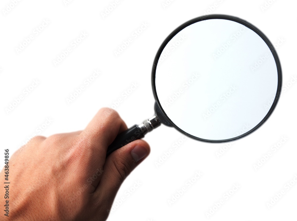 Hand Holding Magnifier with Black Handle Hand Holding Magnifier with Black Handle