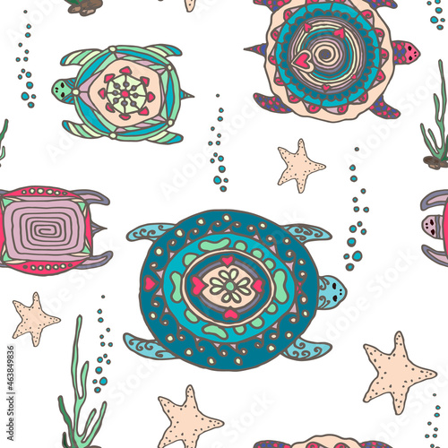Decorative colored turtles, Marine ornament