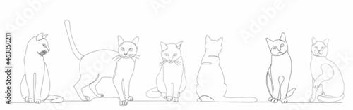 one continuous line drawing of a cat sitting, vector