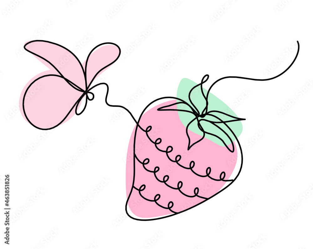 Drawing line of color strawberry on the white background. Vector Drawing line of color strawberry on the white background. Vector