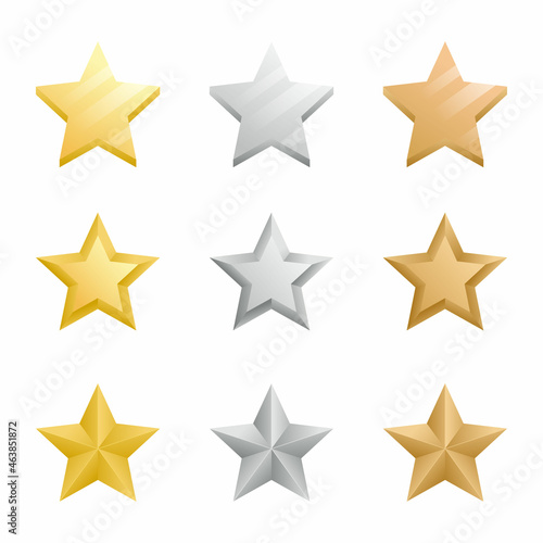 Set of gold silver and bronze stars vector graphic