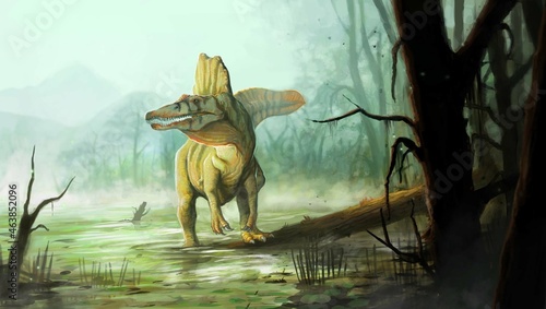A Spinosaurus in the swamp photo