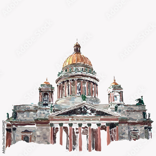St. Isaac's Cathedral of St. Petersburg Russia. Colourful vector impressionism illustration