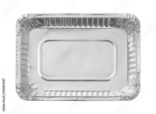 Aluminum food box disposable top view (with clipping path) isolated on white background