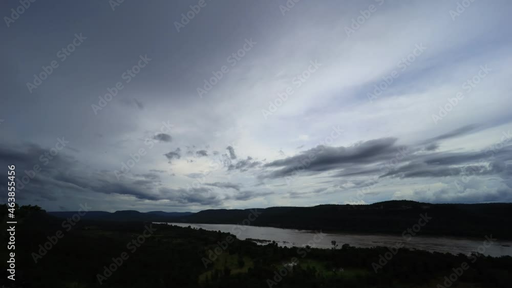 4K-Timelapse Sky with clouds Rain over the Mekong River, Ubon Ratchathani Province, Thailand 4K-Timelapse Sky with clouds Rain over the Mekong River, Ubon Ratchathani Province, Thailand