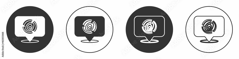 Black Wooden logs icon isolated on white background. Stack of firewood. Circle button. Vector Black Wooden logs icon isolated on white background. Stack of firewood. Circle button. Vector