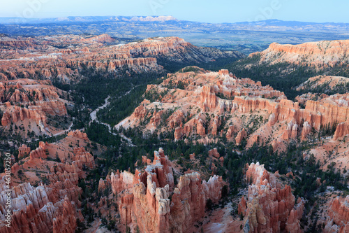 Panoramic view over Bryce Canyon from Inspiration Point. Canyons sunset landscape.