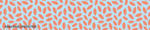 Seamless pattern with pink feathers and blue background