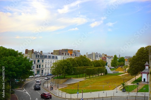 City Park with Square Auguste Mariette-Pacha and Monument à Mariette in the center of Boulogne-sur-Mer, Pas-de-Calais, Hauts-de-France, France photo