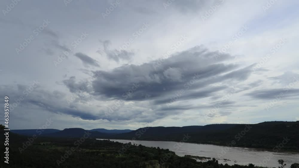 4K-Timelapse Sky with clouds Rain over the Mekong River, Ubon Ratchathani Province, Thailand 4K-Timelapse Sky with clouds Rain over the Mekong River, Ubon Ratchathani Province, Thailand