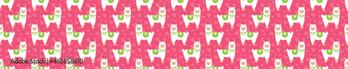 Pink seamless pattern with cute alpacas