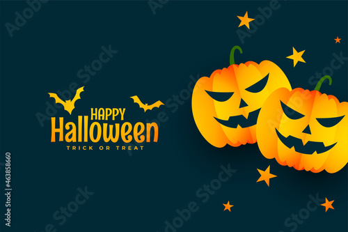 halloweeb background with laughing scary pumpkins and stars