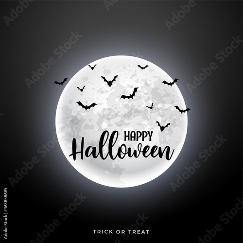 realistic moon with flying bats halloween scene