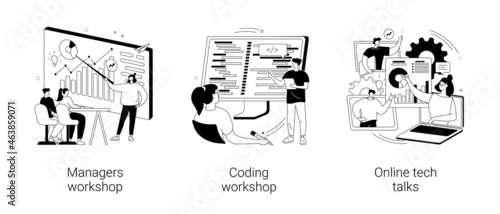 Employee skills training abstract concept vector illustrations.