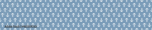 Seamless pattern with white anchors and pastel blue background.