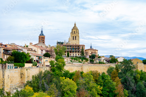 SEGOVIA, SPAIN - OCTOBER 19, 2021. The Holy Cathedral Church of Our Lady of the Assumption and of San Frutos de Segovia, known as the Lady of the Cathedrals for its size and elegance. In Spain. Europe