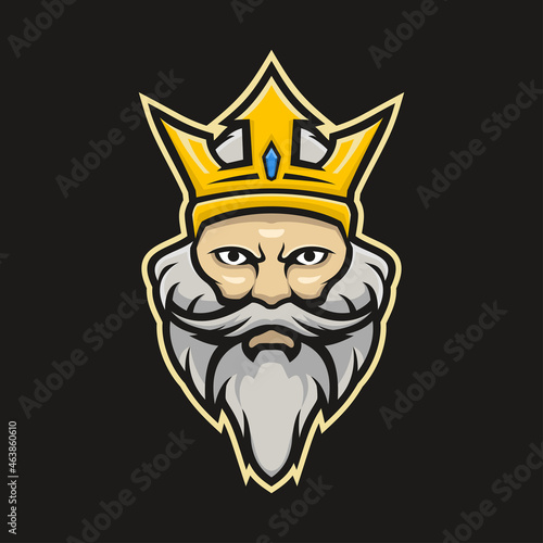 Beard king head mascot logo vector