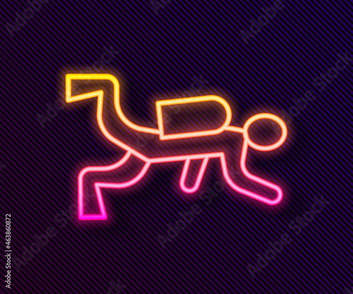 Glowing neon line Scuba diver icon isolated on black background. Vector