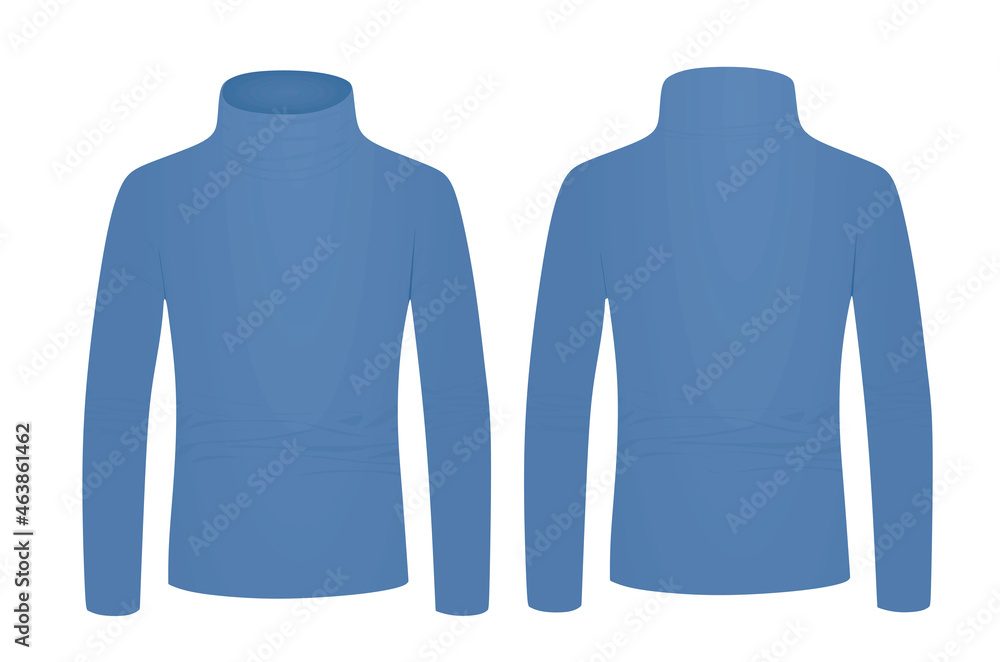 Blue turtle neck long sleeve t shirt. vector illustration Blue turtle neck long sleeve t shirt. vector illustration