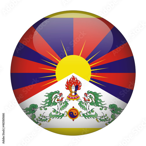 Tibet 3D Rounded Country Flag button Icon