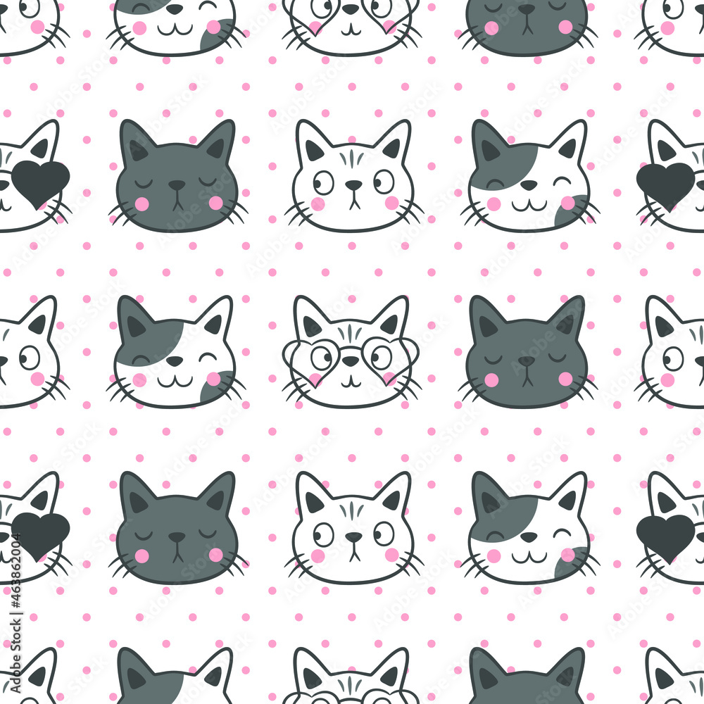 Cute cat seamless pattern background Cute cat seamless pattern background