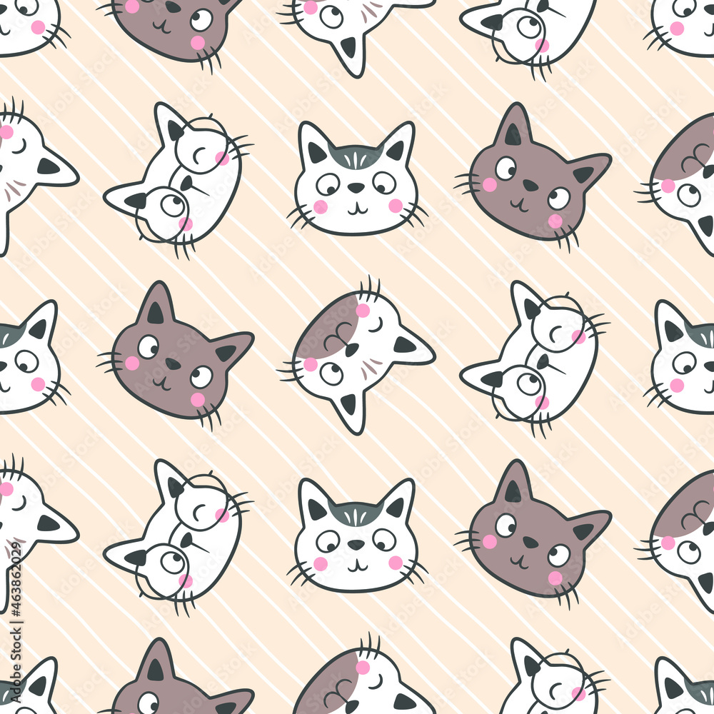 Cute cat seamless pattern background