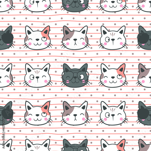 Fototapeta Naklejka Na Ścianę i Meble -  Cute cat seamless pattern background