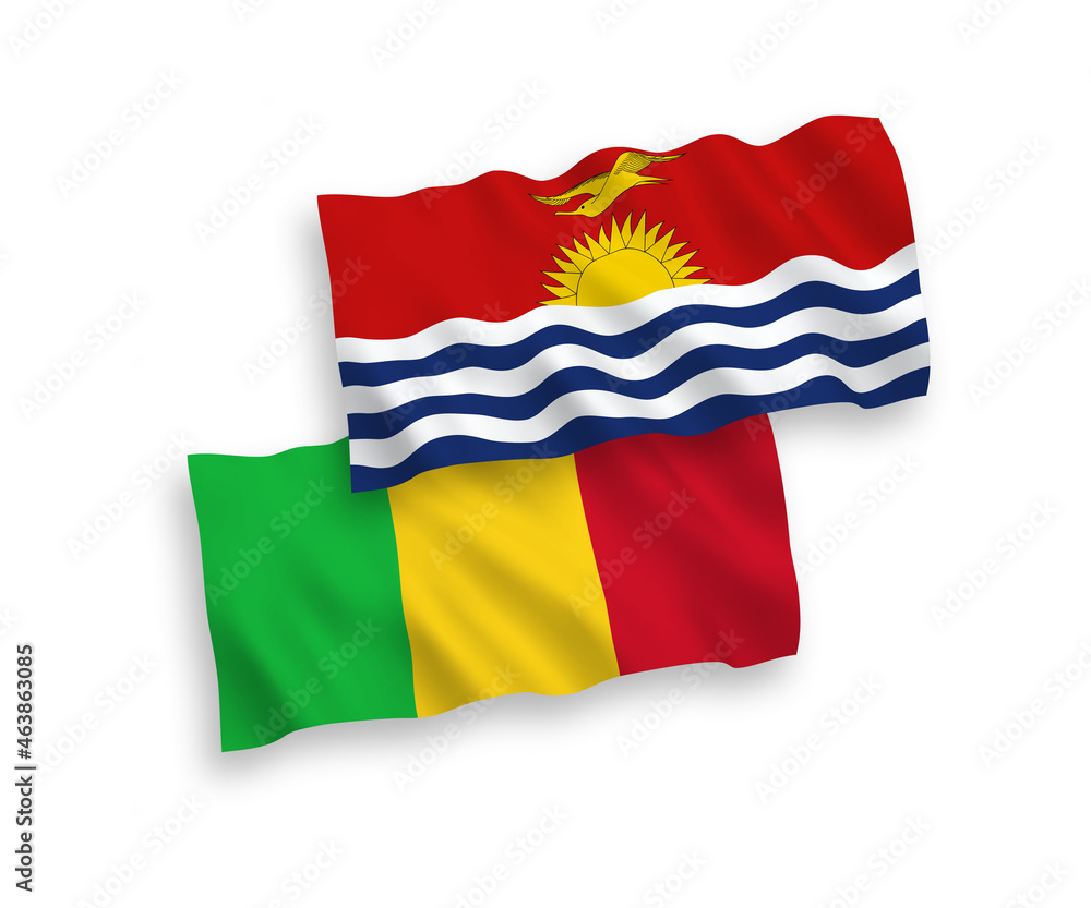 Flags of Republic of Kiribati and Mali on a white background Flags of Republic of Kiribati and Mali on a white background